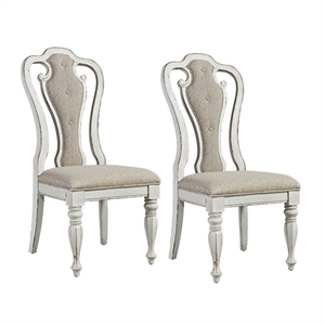 Pemberly Row Manor White Splat Back Uph Side Chair (RTA)-Set of 2
