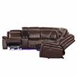 Pemberly Row Cocoa Brown Faux Leather 3-Piece Power Reclining Sectional
