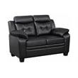 Pemberly Row Faux Leather Tufted Upholstered Loveseat in Black
