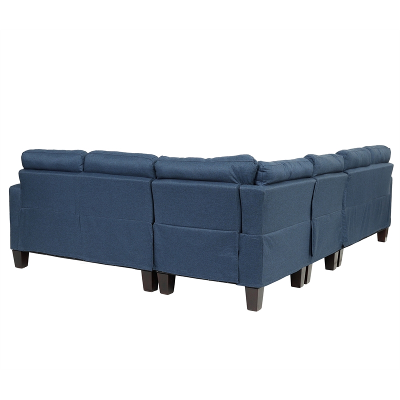 Pemberly Row 4 Piece Fabric Sectional Sofa Set in Navy Color
