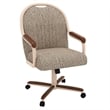 Pemberly Row Swivel Dining Arm Chair in Walnut and Light Sand (Set of 2)