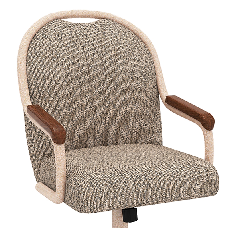 Pemberly Row Swivel Dining Arm Chair in Walnut and Light Sand (Set of 2)