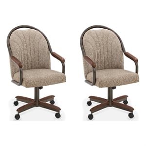 Pemberly Row Swivel Dining Chair in Walnut and Texture Bronze (Set of 2)