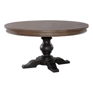 Pemberly Row Modern Americana Farmhouse Opt Pedestal Table - Black