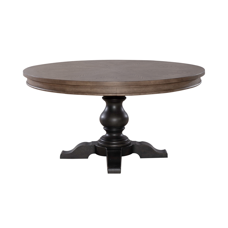 Pemberly Row Modern Americana Farmhouse Opt Pedestal Table - Black