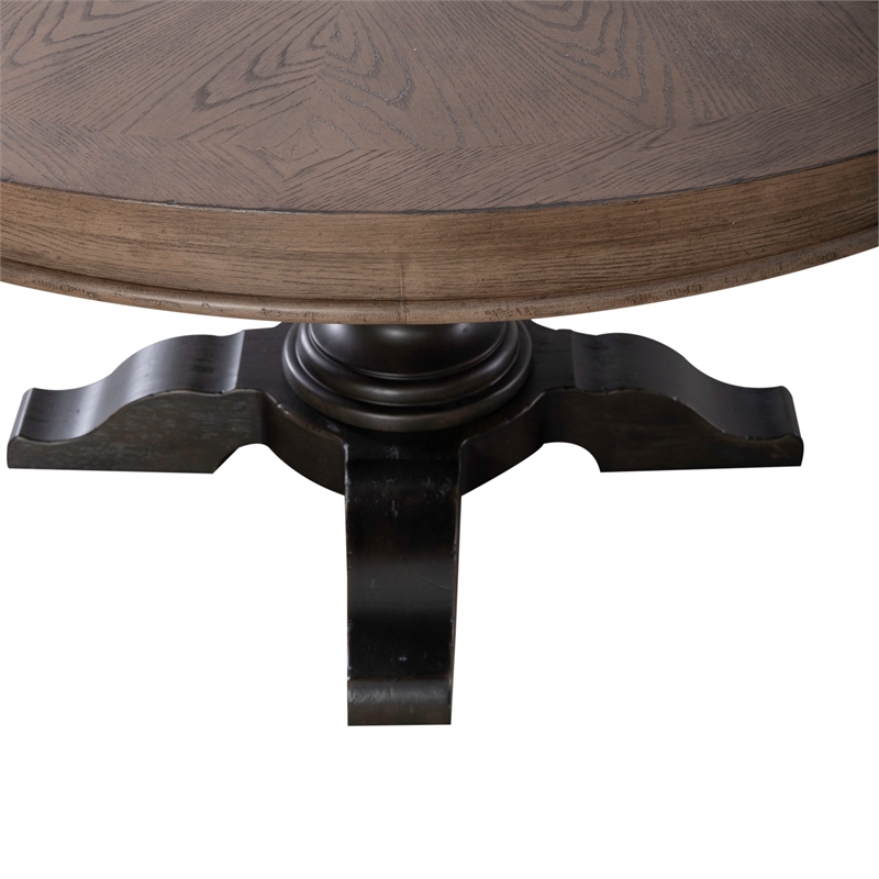Pemberly Row Modern Americana Farmhouse Opt Pedestal Table - Black