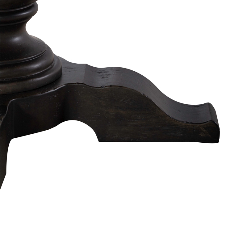 Pemberly Row Modern Americana Farmhouse Opt Pedestal Table - Black