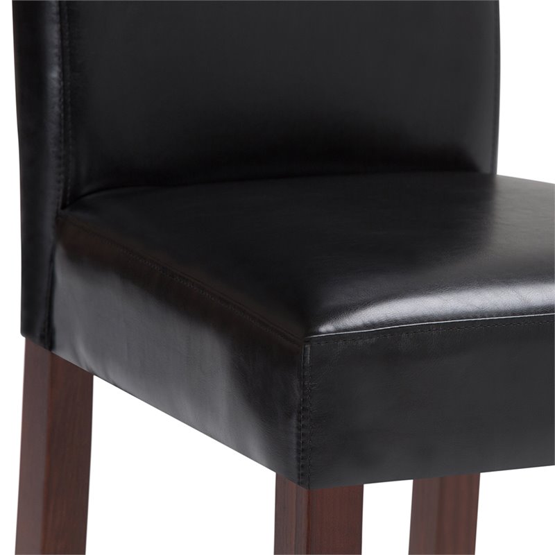 Pemberly Row Transitional Dining Chair (Set of 2) in Midnight Black Faux Leather