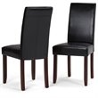 Pemberly Row Transitional Dining Chair (Set of 2) in Midnight Black Faux Leather