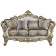 Pemberly Row Loveseat with 4 Pillows in Cream Fabric and Antique White