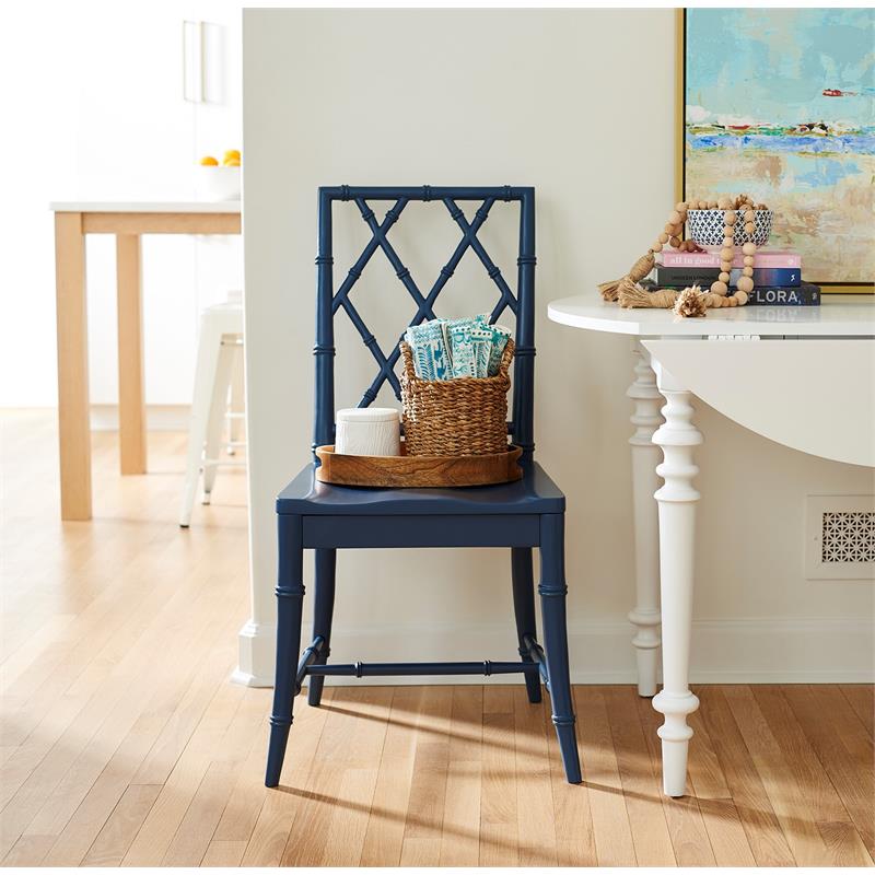 Pemberly Row Modern Wood X-Back Dining Chair in Blue (Set of 2)