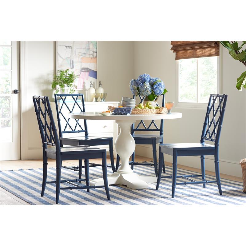 Pemberly Row Modern Wood X-Back Dining Chair in Blue (Set of 2)