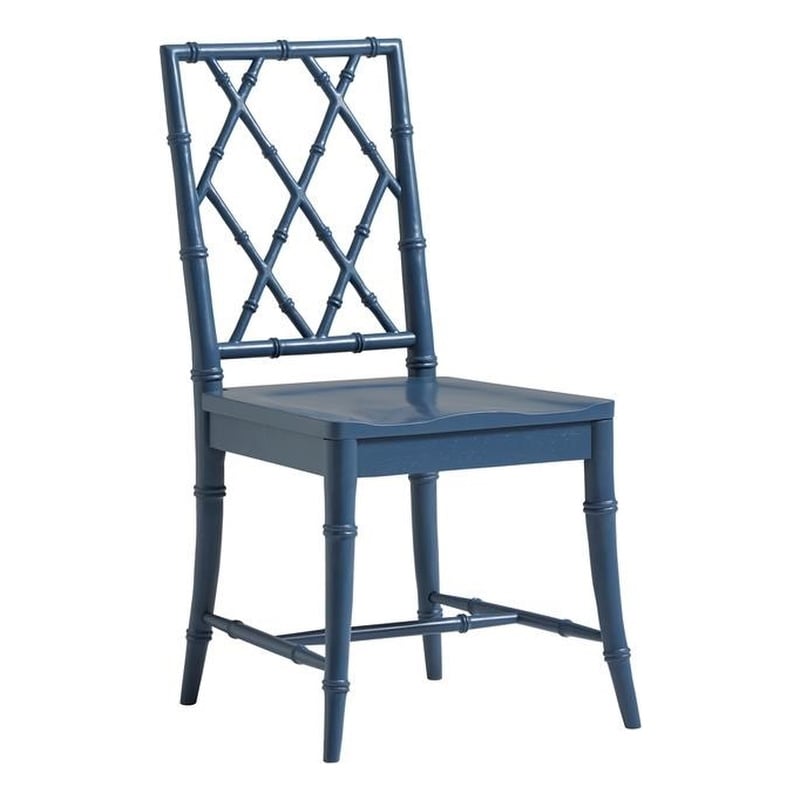 Pemberly Row Modern Wood X-Back Dining Chair in Blue (Set of 2)