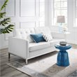 Pemberly Row Modern Faux Leather Tufted Upholstered Loveseat in White/Silver