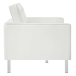 Pemberly Row Modern Faux Leather Tufted Upholstered Loveseat in White/Silver