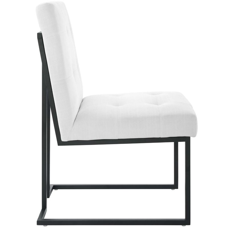 Pemberly Row Modern Fabric Upholstered Dining Chair in White/Black