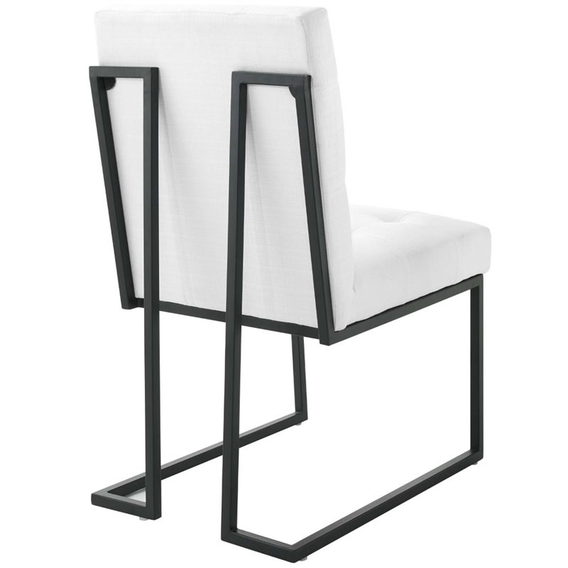 Pemberly Row Modern Fabric Upholstered Dining Chair in White/Black