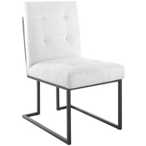 Pemberly Row Modern Fabric Upholstered Dining Chair in White/Black