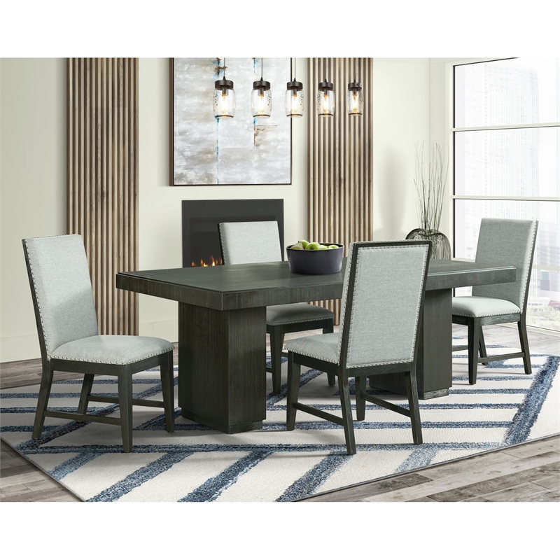 Pemberly Row Modern / Contemporary Standard Height Side Chair Set in Gray