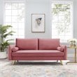 Pemberly Row Contemporary Performance Velvet Upholstered Sofa in Dusty Rose