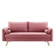 Pemberly Row Contemporary Performance Velvet Upholstered Sofa in Dusty Rose