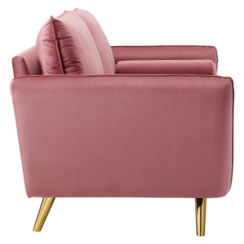 Pemberly Row Contemporary Performance Velvet Upholstered Sofa in Dusty Rose