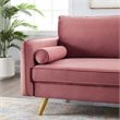 Pemberly Row Contemporary Performance Velvet Upholstered Sofa in Dusty Rose