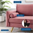 Pemberly Row Contemporary Performance Velvet Upholstered Sofa in Dusty Rose