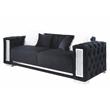 Pemberly Row Button Tufted Sofa with 4 Pillows in Black Velvet