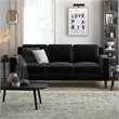 Pemberly Row 3 Seater Living Room Upholstered Sofa in Black Velvet