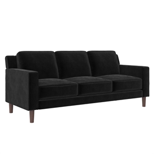 Pemberly Row 3 Seater Living Room Upholstered Sofa in Black Velvet