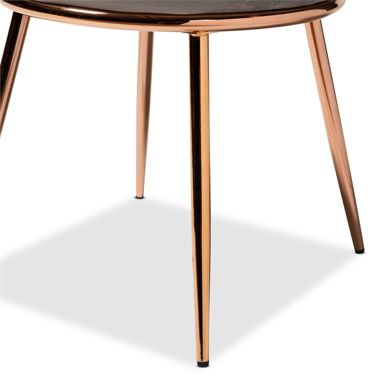 Pemberly Row Grey and Rose Gold Finished Dining Chair (Set of 2)