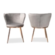 Pemberly Row Grey and Rose Gold Finished Dining Chair (Set of 2)