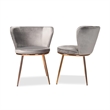 Pemberly Row Grey and Rose Gold Finished Dining Chair (Set of 2)