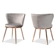 Pemberly Row Grey and Rose Gold Finished Dining Chair (Set of 2)
