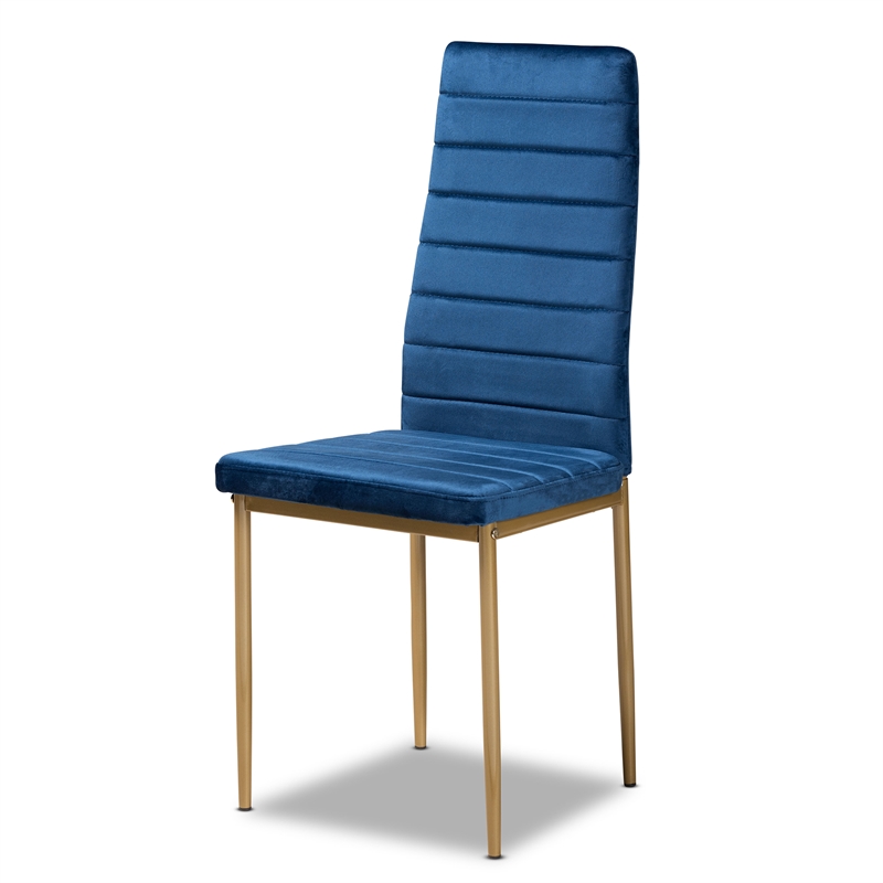 Pemberly Row Blue and Gold Finished Metal Dining Chair (Set of 4)