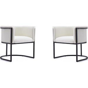 Pemberly Row 18.9&quot Contemporary Faux Leather Dining Chair in White (Set of 2)