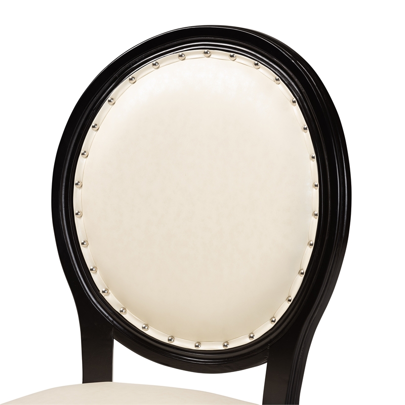 Pemberly Row Beige and Black Finished Wood 2-Piece Dining Chair Set