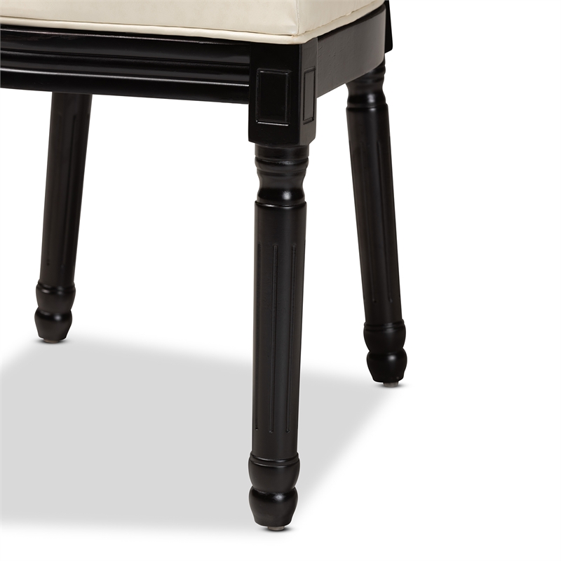 Pemberly Row Beige and Black Finished Wood 2-Piece Dining Chair Set