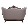 Pemberly Row Fabric Loveseat with 3 Pillows in Taupe and Antique Oak