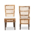 Pemberly Row Modern Natural Brown Rattan 2-Piece Dining Chair Set