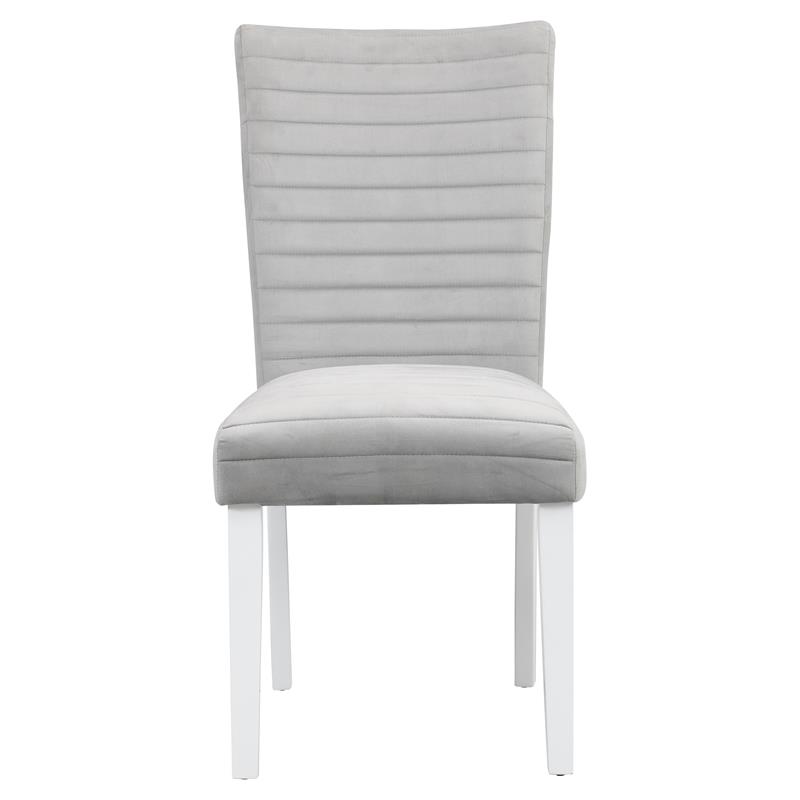 Pemberly Row Side Chair in Gray Velvet and White High Gloss (Set of 2)