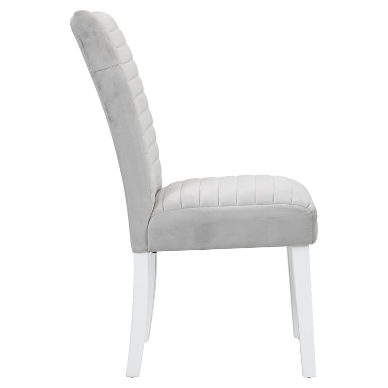 Pemberly Row Side Chair in Gray Velvet and White High Gloss (Set of 2)