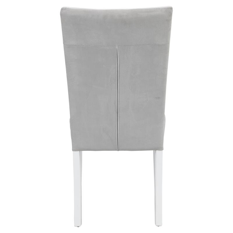 Pemberly Row Side Chair in Gray Velvet and White High Gloss (Set of 2)