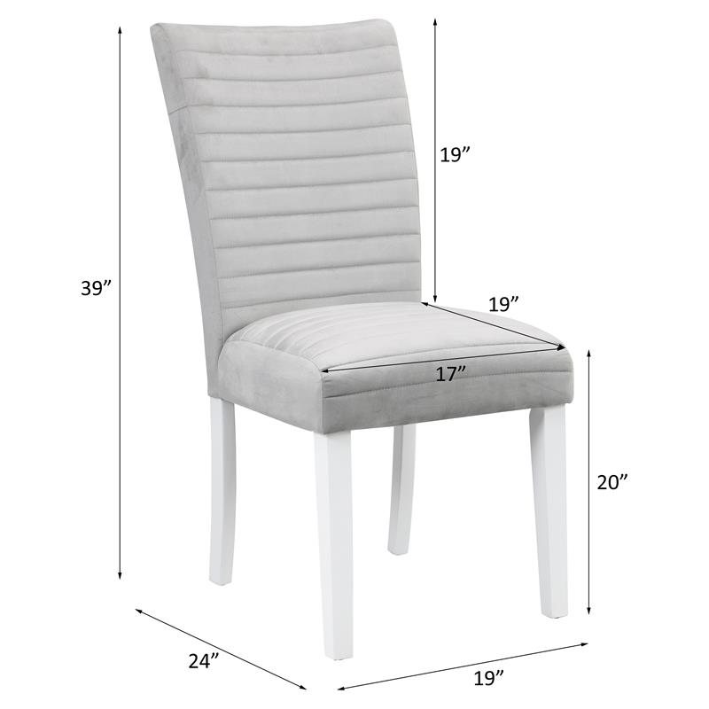 Pemberly Row Side Chair in Gray Velvet and White High Gloss (Set of 2)