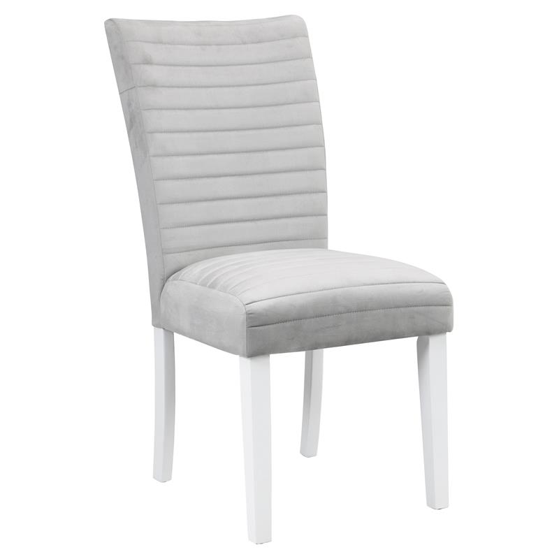 Pemberly Row Side Chair in Gray Velvet and White High Gloss (Set of 2)