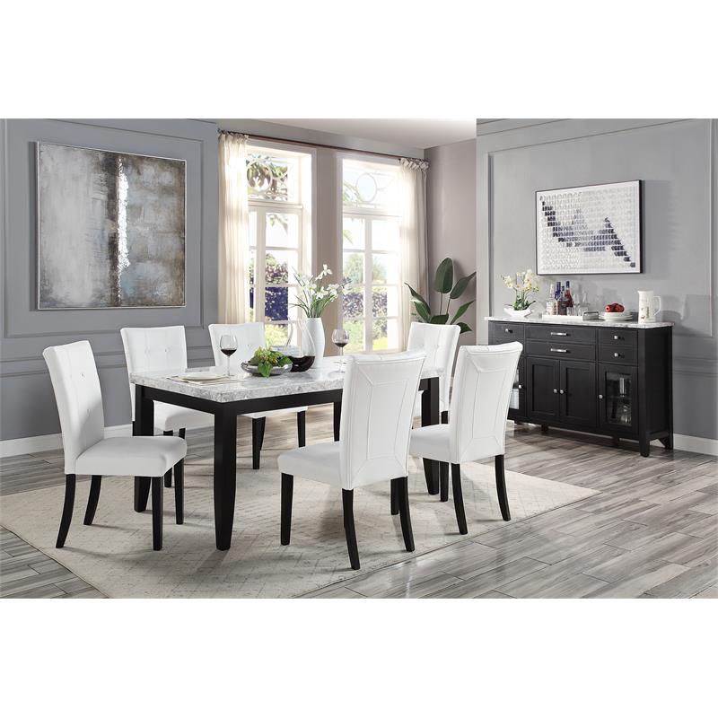 Pemberly Row Faux Leather Upholstered Side Chair in White and Black