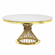 Pemberly Row Round Marble Top Dining Table in Mirrored Gold Finish