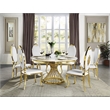 Pemberly Row Round Marble Top Dining Table in Mirrored Gold Finish
