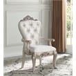 Pemberly Row Upholstered Tufted Arm Chair in Cream and Antique White Set of 2